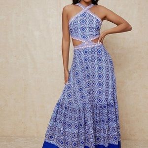 Halter dress open back with cut outs new!